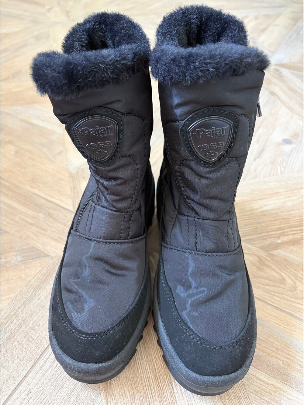 Pajar Canada Tanita Side Zip Wedge Ankle Boots Size 37 or 6.5 Faux Fur Winter
